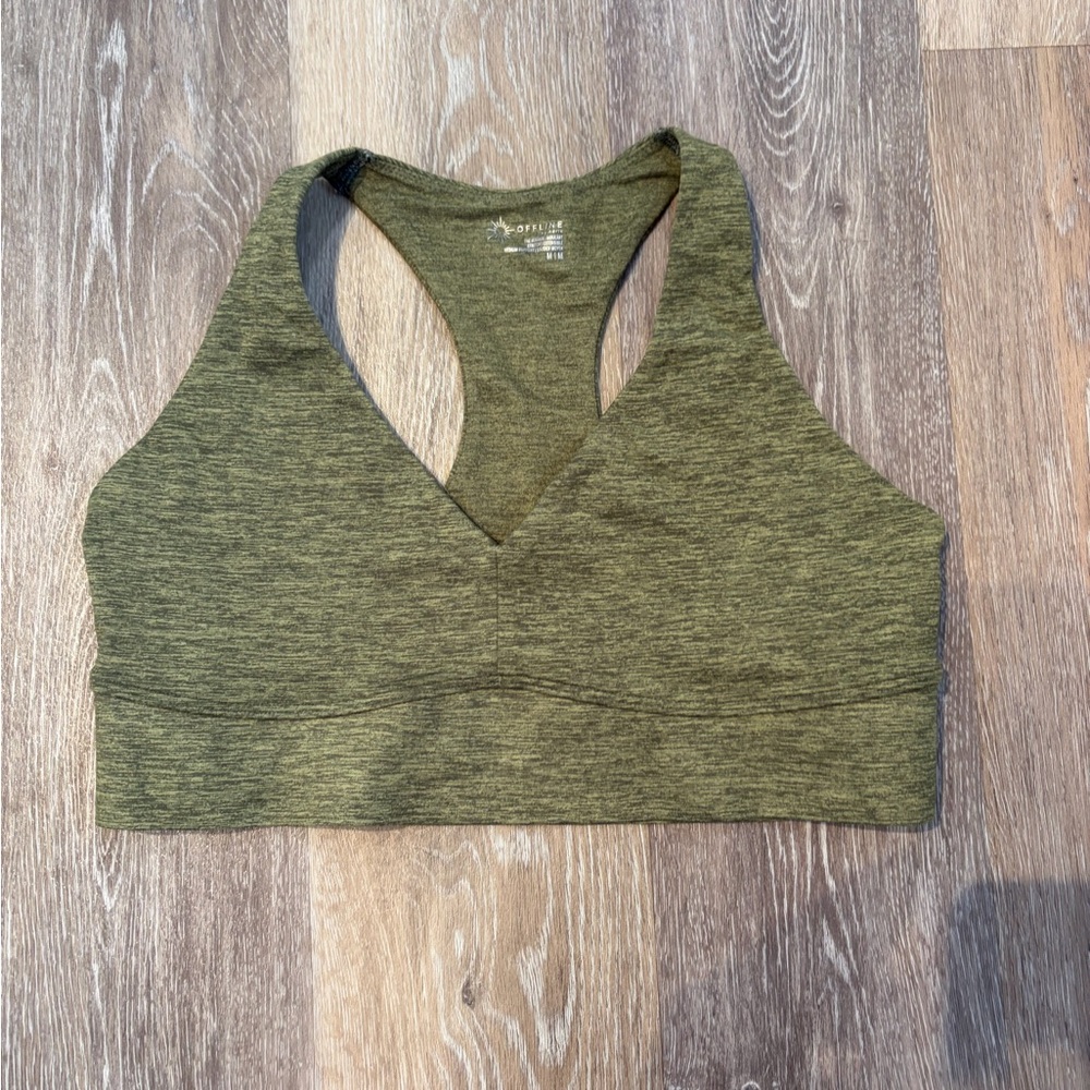 Aerie Offline Olive Green Sports Bra NWOT